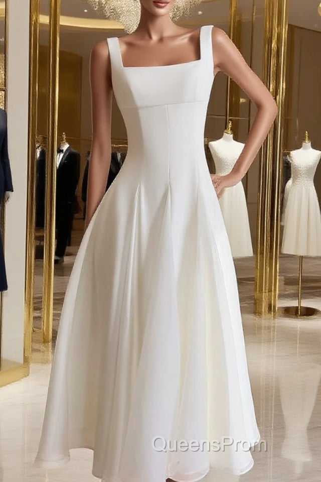 Simple A-Line Chiffon Short Ivory Evening Prom Dress, Simple Ivory Bridesmaid Dress Main image
