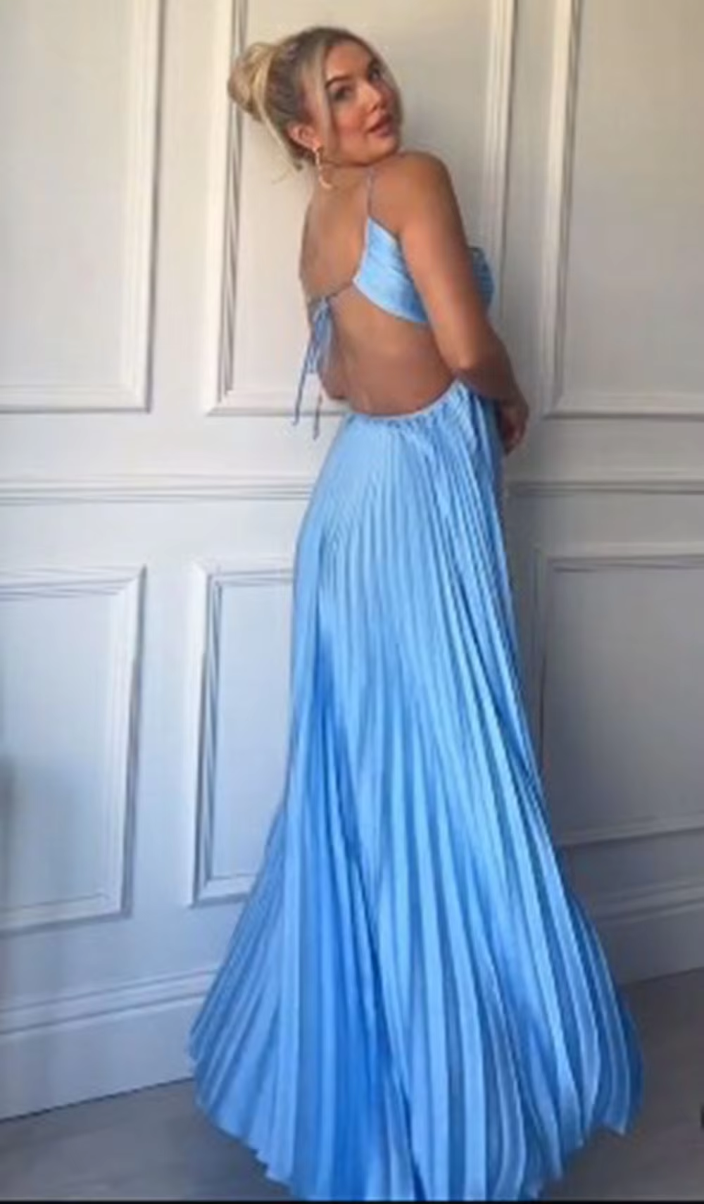 Simple A Line Halter Blue Sleeveless Long Classy Prom Dress Classy Evening Dress