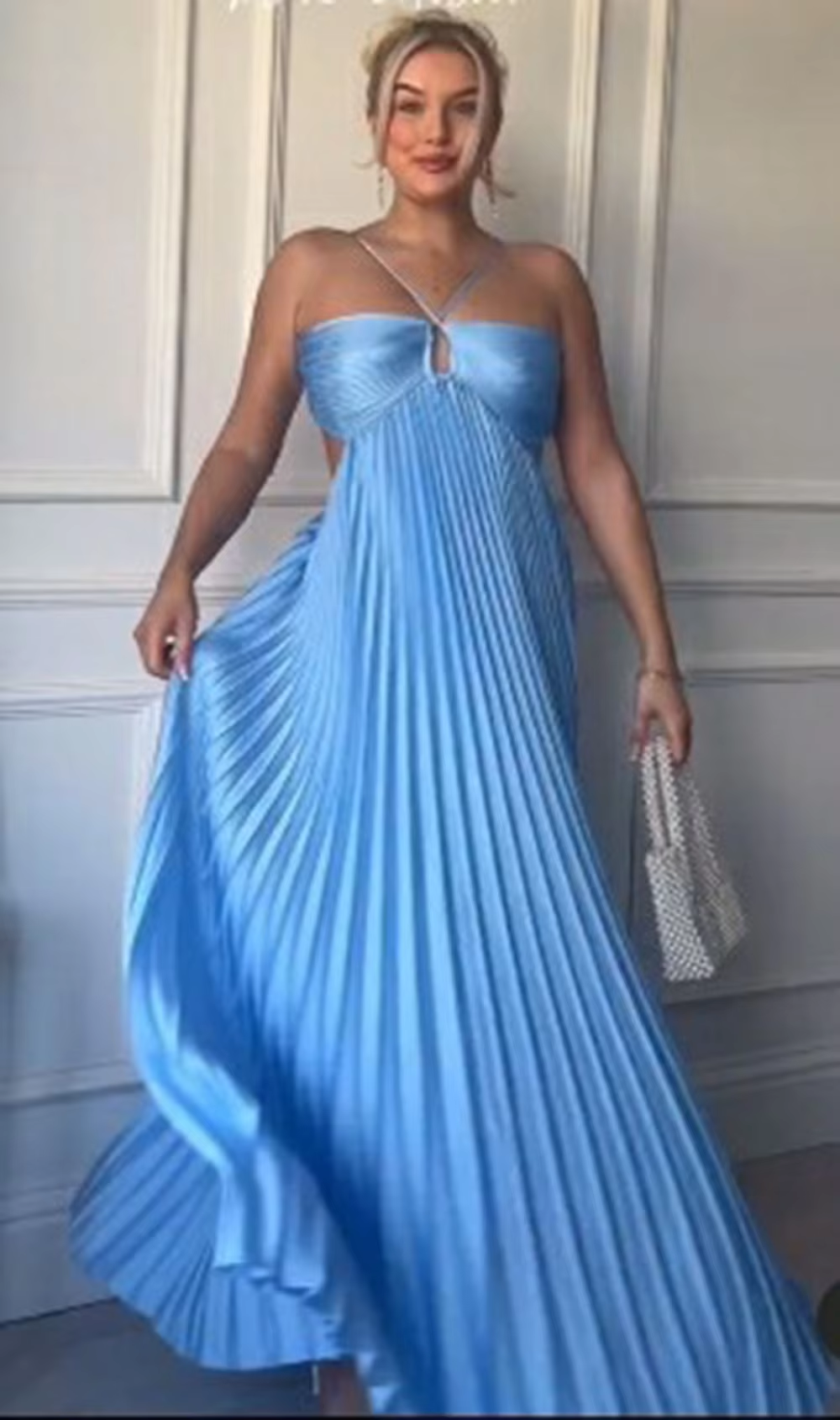 Simple A Line Halter Blue Sleeveless Long Classy Prom Dress Classy Evening Dress