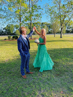 Simple A Line Halter Long Green Classy Prom Dress Party Dress