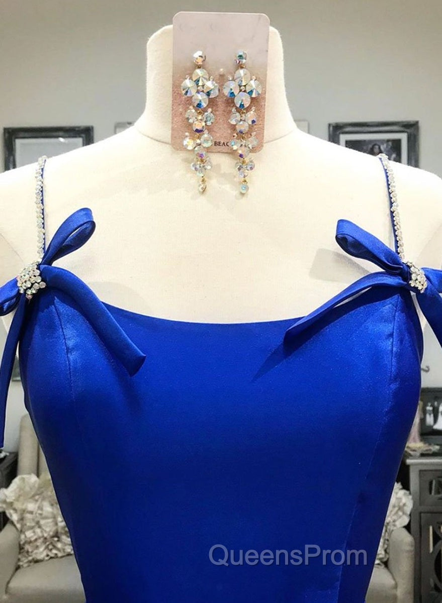 Simple A Line Royal Blue Satin Long Evening Prom Dress, Royal Blue Formal Dress, Cheap Royal Blue Evening Dress Secondary image