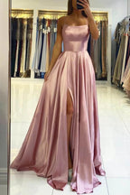Simple A Line Sage Green Long Classy Prom Dress With Slit Classy Evening Party Dress