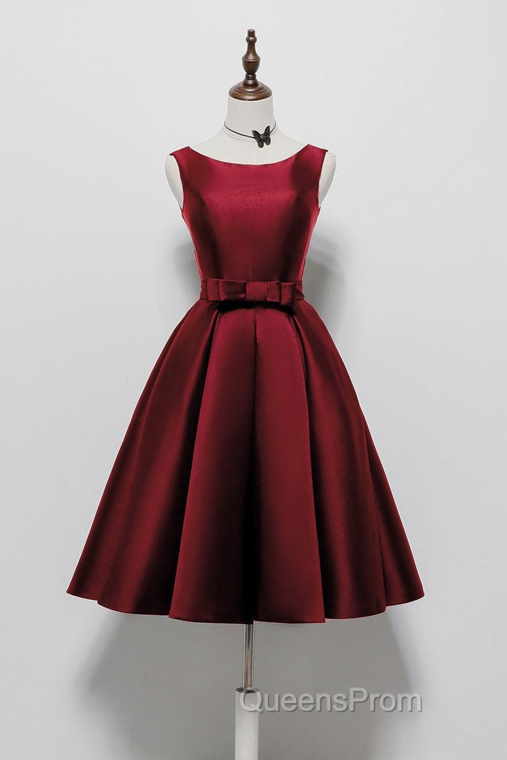 Simple A-Line Satin Black Short Evening Prom Dress, Black Homecoming Dress