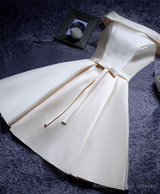 Simple A Line Satin Short Prom Dresses, Formal Bridesmaid Dresses Main image