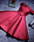 Simple A Line Satin Short Prom Dresses, Formal Bridesmaid Dresses