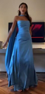 Simple A Line Spaghetti Straps Blue Satin Classy Prom Dress Birthday Outfits
