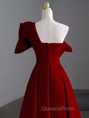 Simple A Line Strapless Red Floor Length Evening Prom Dress