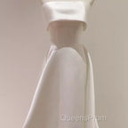 Simple A Line Strapless Satin Ivory Wedding Dress