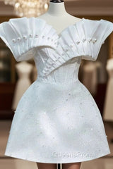 Simple A Line Strapless White Homecoming Dress 16Th Birthday Outfits