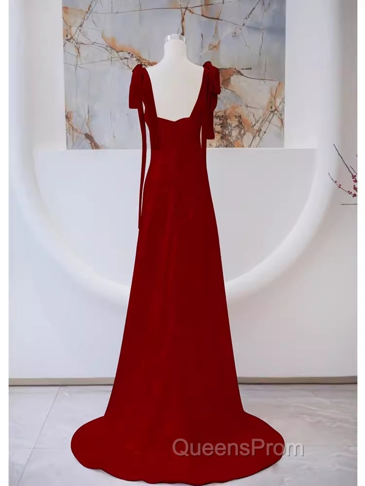 Simple A Line Straps Long Red Evening Prom Dress Evening Dress Secondary image