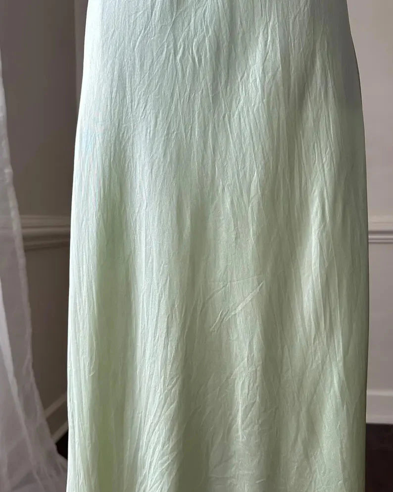 Simple A Line Straps Mint Green Long Classy Prom Dress Secondary image
