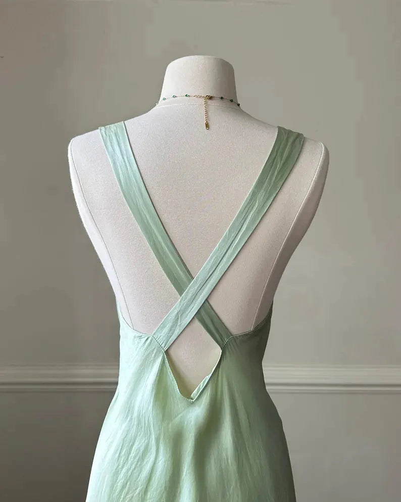 Simple A Line Straps Mint Green Long Classy Prom Dress