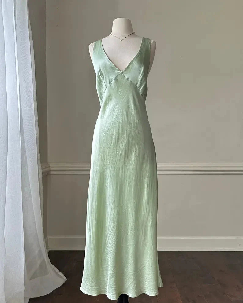 Simple A Line Straps Mint Green Long Classy Prom Dress