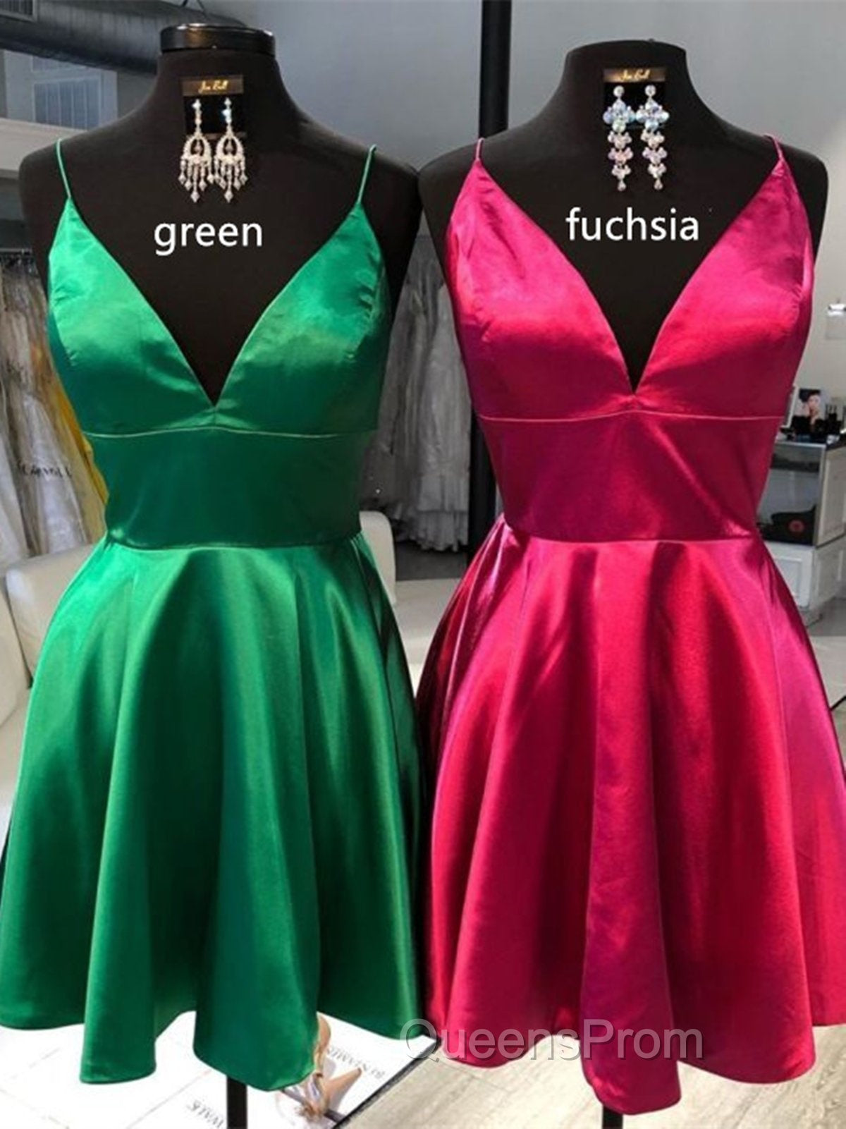 Simple A Line V Neck Short Evening Prom Dress, V Neck Short Formal Homecoming Dress Secondary image