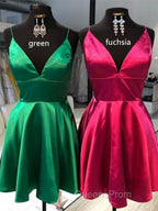 Simple A Line V Neck Short Evening Prom Dress, V Neck Short Formal Homecoming Dress