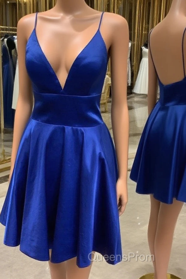 Simple A Line V Neck Short Evening Prom Dress, V Neck Short Formal Homecoming Dress