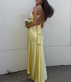 Simple A-Line V Neckline Grape Satin Long Classy Prom Dress Classy Evening Dress