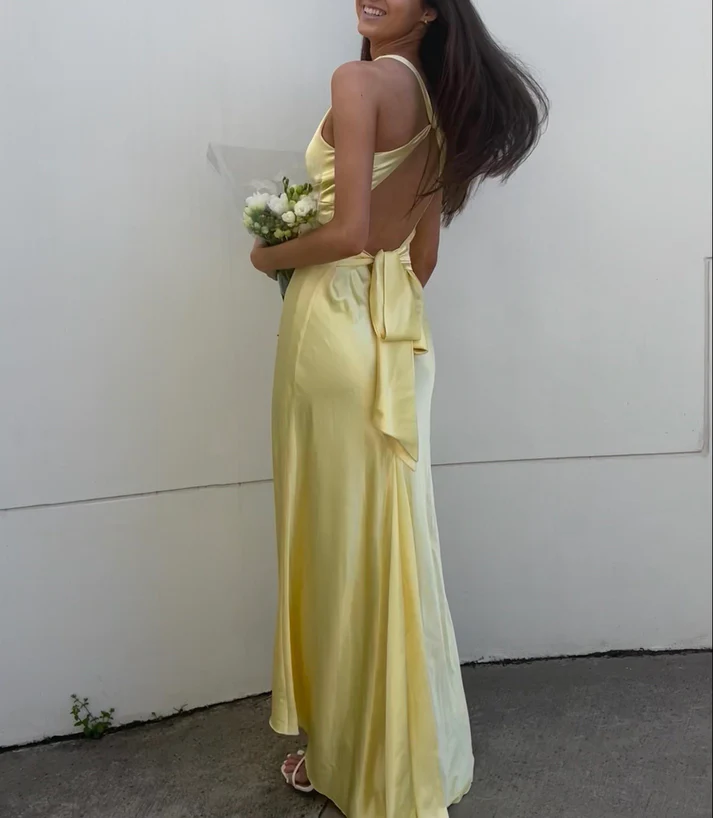 Simple A-Line V Neckline Grape Satin Long Classy Prom Dress Classy Evening Dress