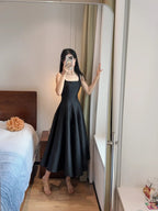 Simple And Elegant Pink A-Line Square Neck Halter Satin Classy Prom Dress