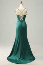 Simple Black Mermaid Floor Length Classy Prom Dress With Slit