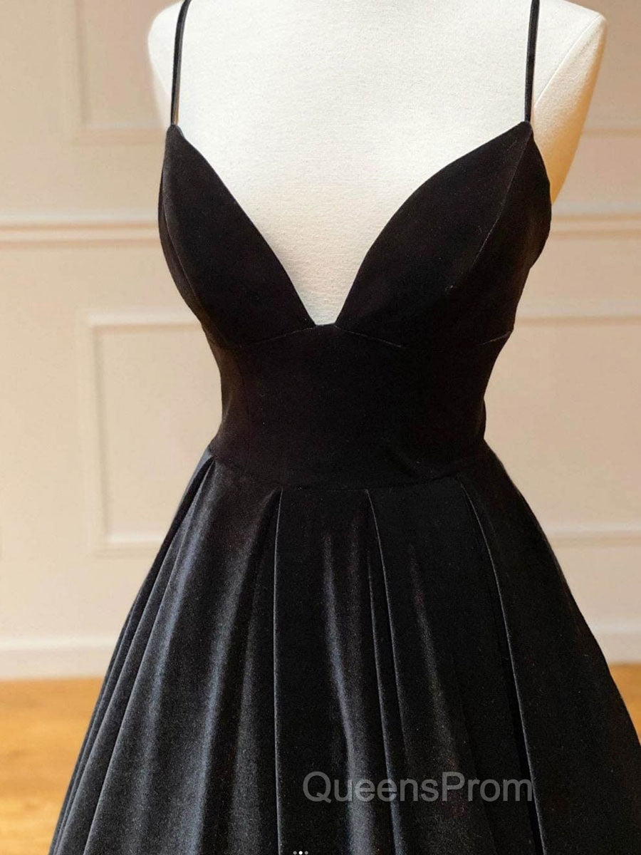 Simple Black velvet long Evening Prom Dress, black evening Dress Secondary image