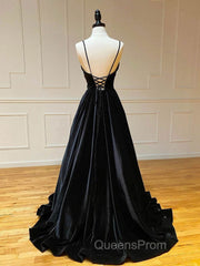 Simple Black velvet long Evening Prom Dress, black evening Dress