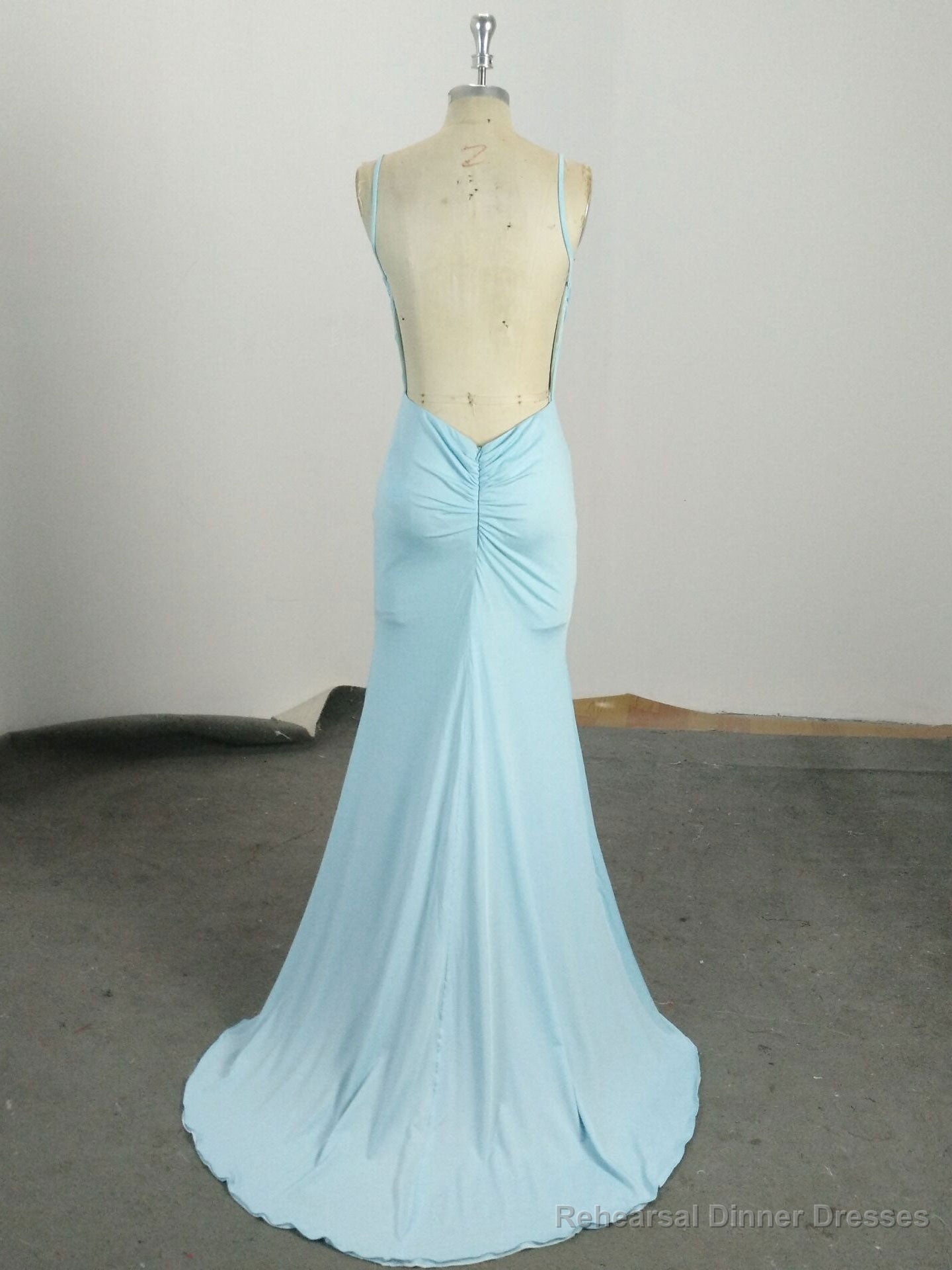 Simple Blue Mermaid Long Prom Dress, Blue Evening Dress Secondary image