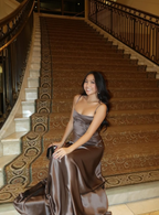 Simple Brown Spaghetti Straps A Line Classy Prom Dress Party Dress