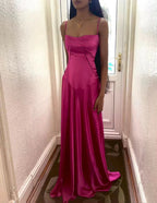 Simple Brown Spaghetti Straps A Line Classy Prom Dress Party Dress