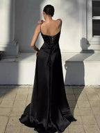 Simple Brown Spaghetti Straps A Line Classy Prom Dress Party Dress