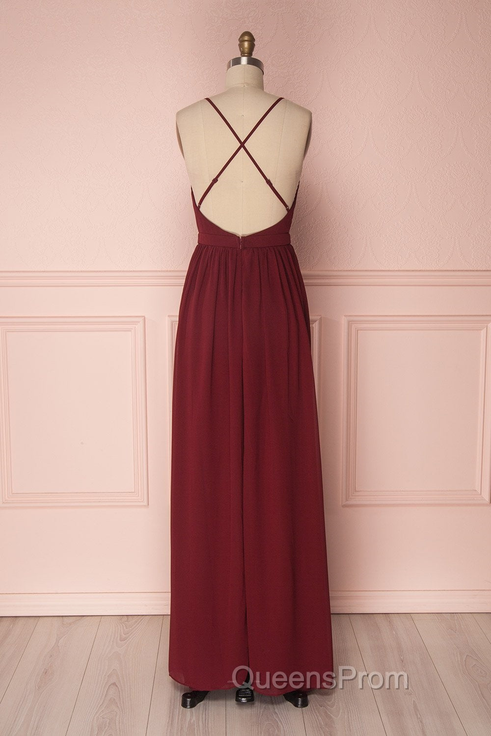 Simple burgundy chiffon long Evening Prom Dress burgundy formal Dress Secondary image