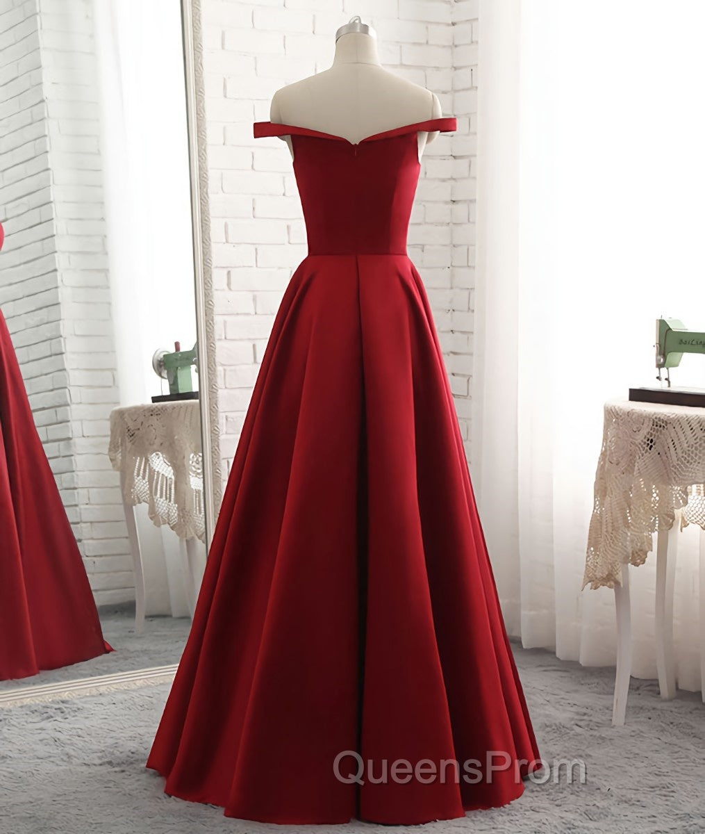 Simple burgundy off shoulder long Evening Prom Dress, burgundy evening Dress Secondary image