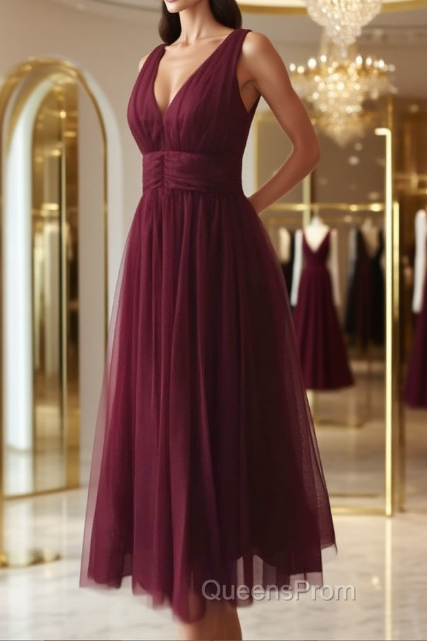 Simple burgundy tulle Evening Prom Dress tulle burgundy formal Dress Main image