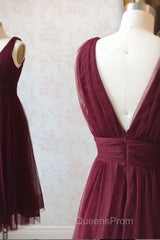 Simple burgundy tulle Evening Prom Dress tulle burgundy formal Dress