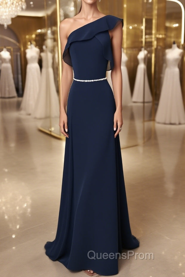 Simple chiffon dark blue long Evening Prom Dress, bridesmaid Dress Main image