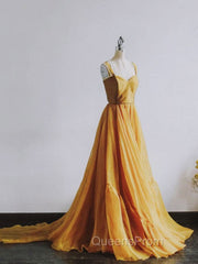 Simple Chiffon Sweetheart Long Evening Prom Dress, Chiffon Evening Dress