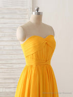 Simple Chiffon Yellow Long Prom Dress Simple Bridesmaid Dress