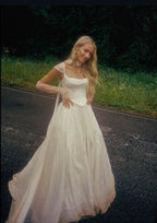 Simple Classic White A Line Strap Satin Tulle Long Classy Prom Dress Wedding Dress