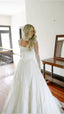 Simple Classic White A Line Strap Satin Tulle Long Classy Prom Dress Wedding Dress
