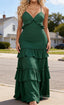 Simple Dark Green Prom Dress A-Line V-Neck Sleeveless Prom Dress Spaghetti Straps