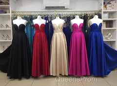 Simple Design Sweetheart Long Satin Evening Prom Dress