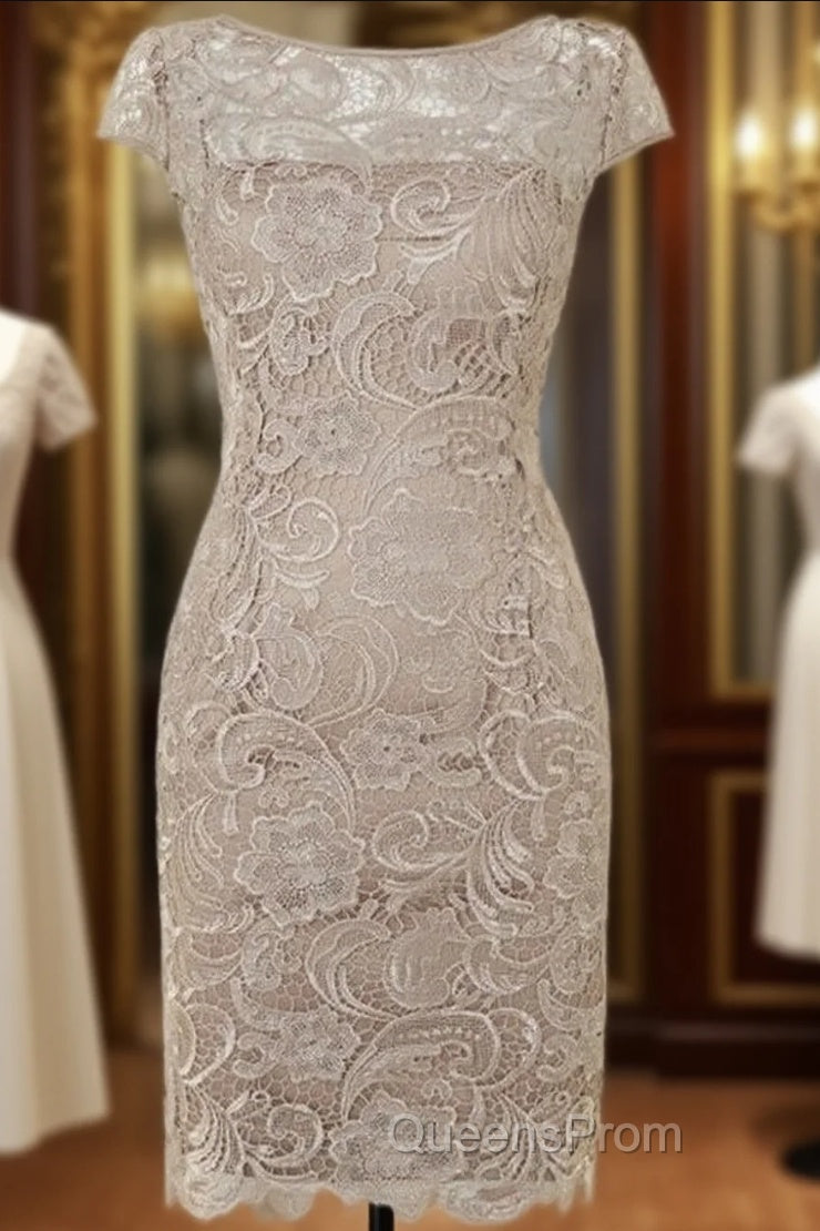 Simple Knee Length Lace Mother Of The Bride Dress Formal Evening Prom Dress Main image