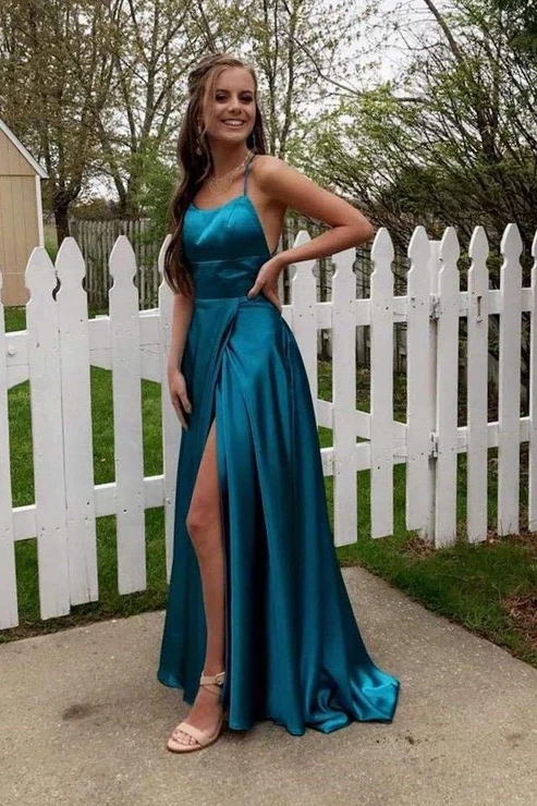 Simple Long Classy Prom Dress With Slit Blue Classy Dress Classy Evening Dress