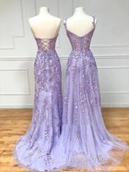 Simple Long Purple Lace Evening Prom Dress Evening Dress