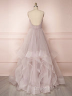 Simple Lotus root starch tulle long Evening Prom Dress, tulle evening Dress