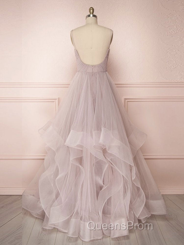 Simple Lotus root starch tulle long Evening Prom Dress, tulle evening Dress