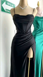 Simple Mermaid Floor Length Classy Prom Dress With Slit