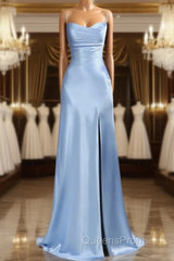 Simple Mermaid Floor Length Evening Prom Dress With Slit 22Th Birthday Outfit