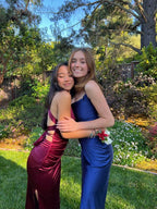Simple Mermaid Long Burgundy Slit Classy Prom Dress
