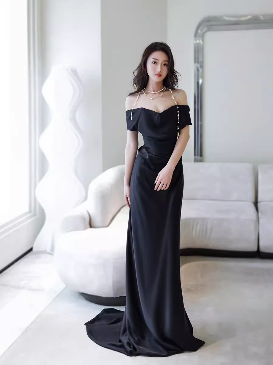 Simple Mermaid Off The Shoulder Black Classy Prom Dress Classy Evening Dress